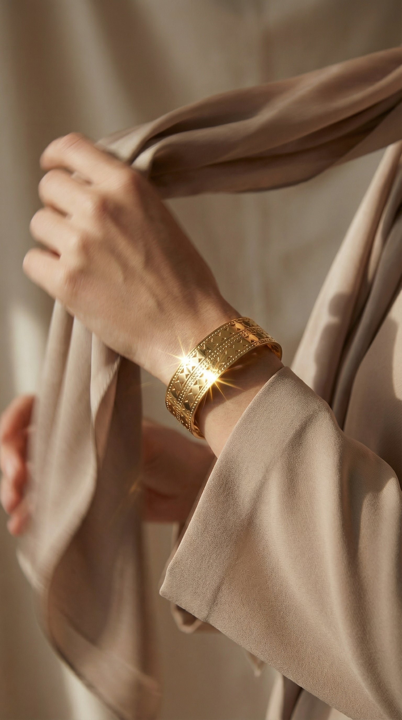 Gold Stainless Steel Wide Cuff Bracelet – Tarnish-Free Bangle