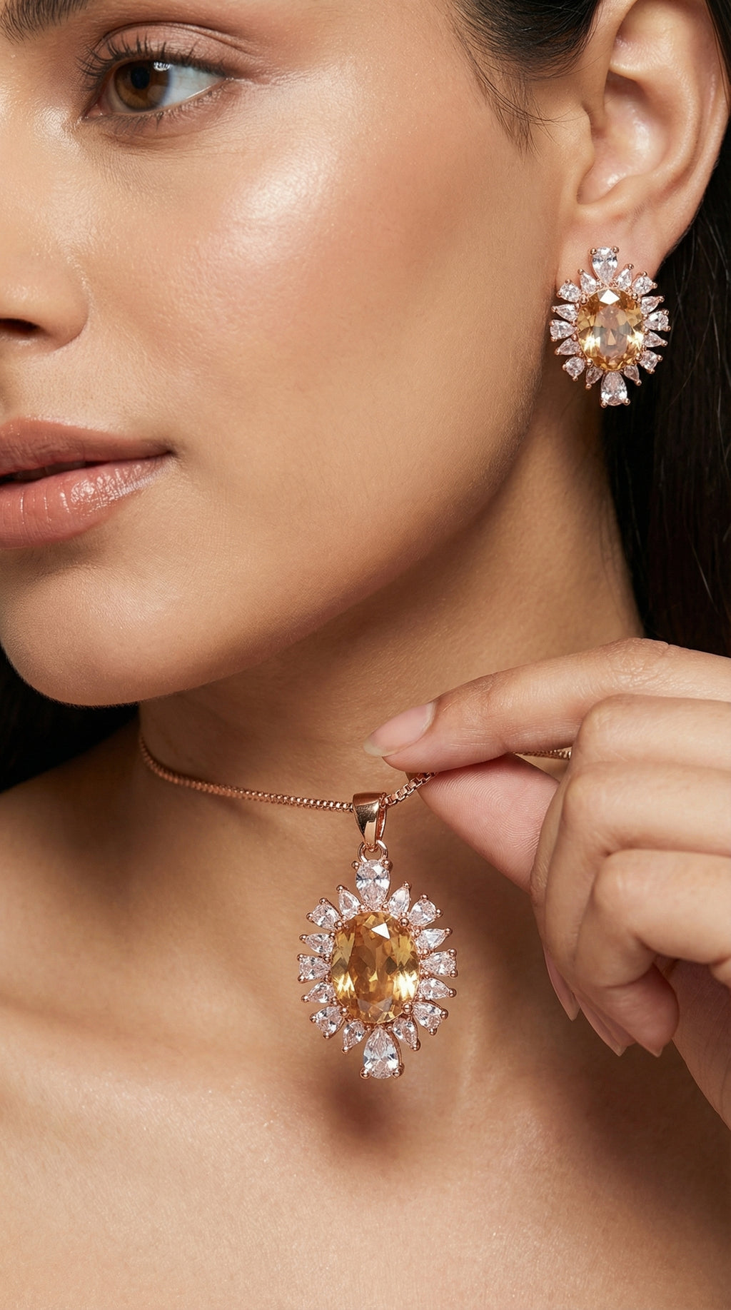 Champagne Gold Sunburst Jewelry Set