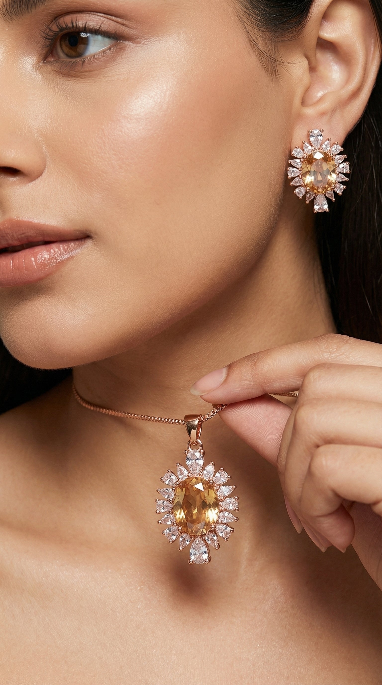 Champagne Gold Sunburst Jewelry Set