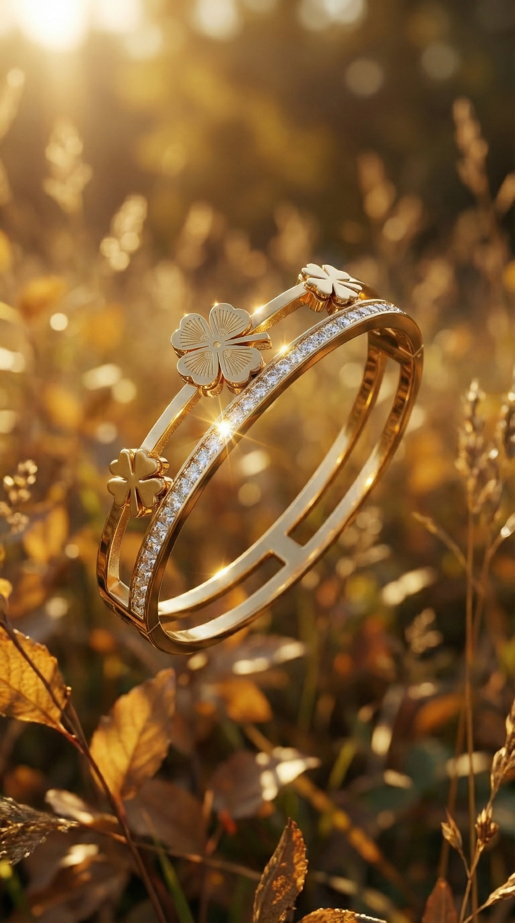 Luxe Gold Clover Triple-Row Bracelet