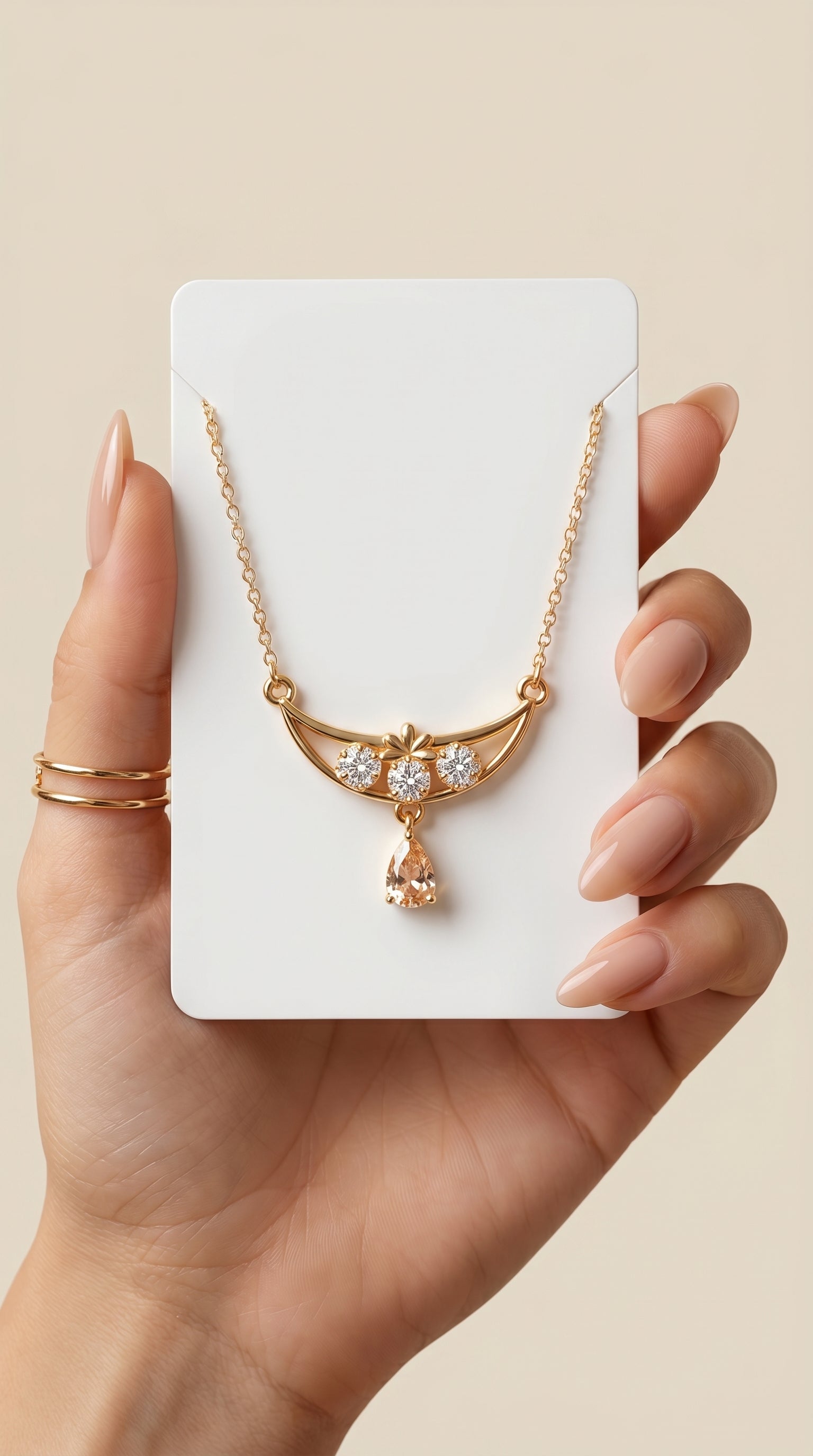 Champagne Crescent Crystal Drop Necklace