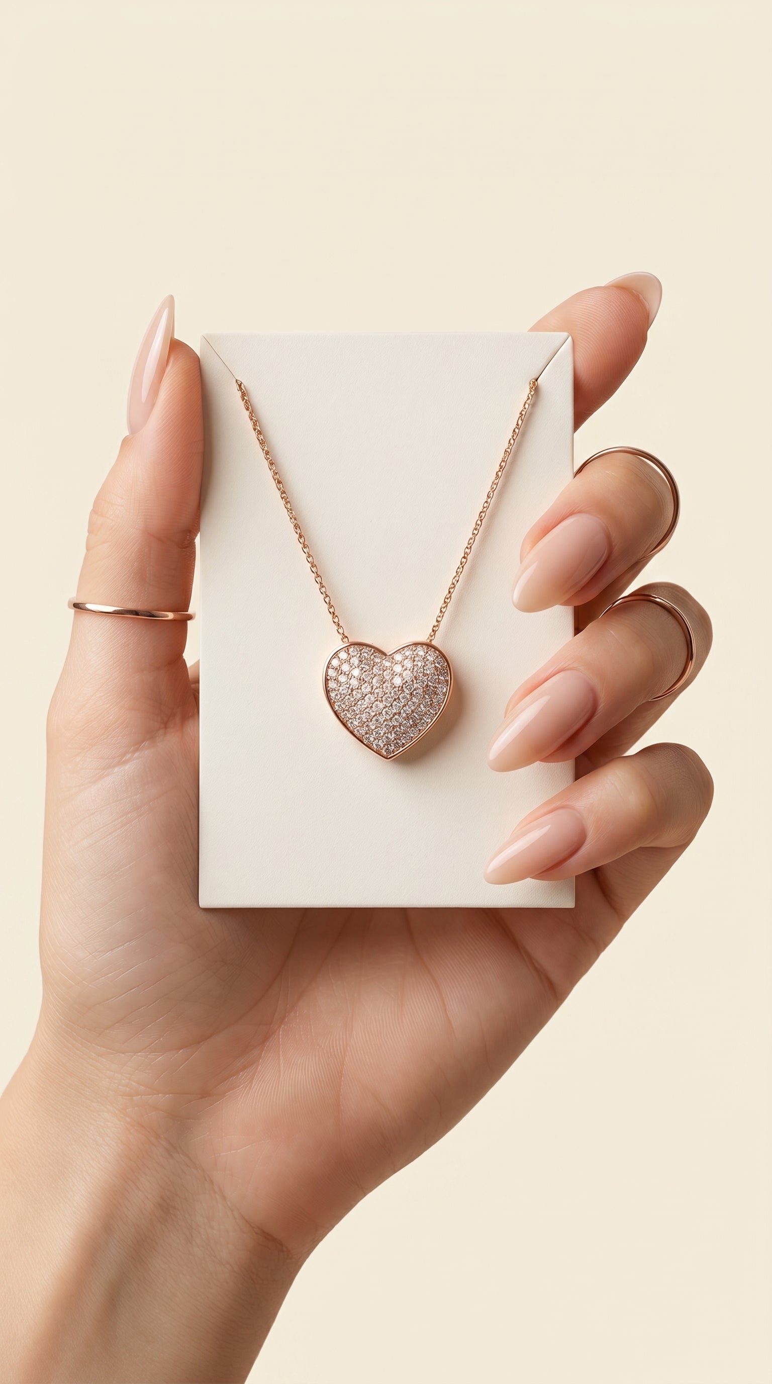 Radiant Rose Pave Heart Necklace