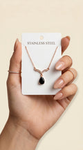 Midnight Noir Teardrop Pendant Necklace