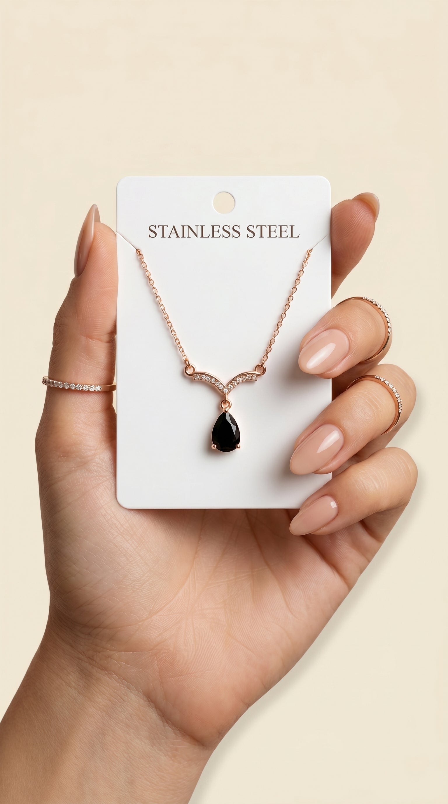 Midnight Noir Teardrop Pendant Necklace