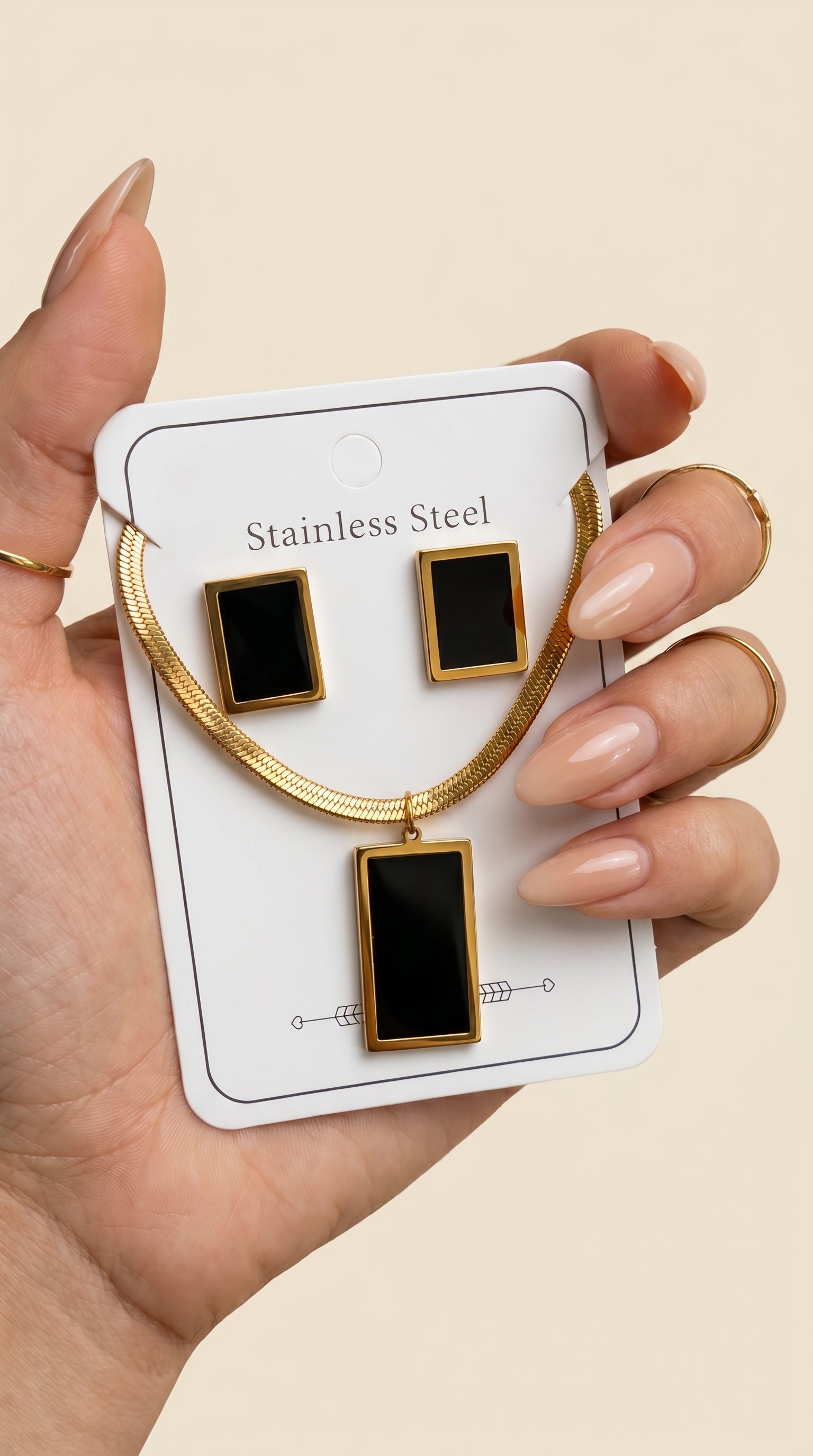 Onyx Geometric Snake Chain Set