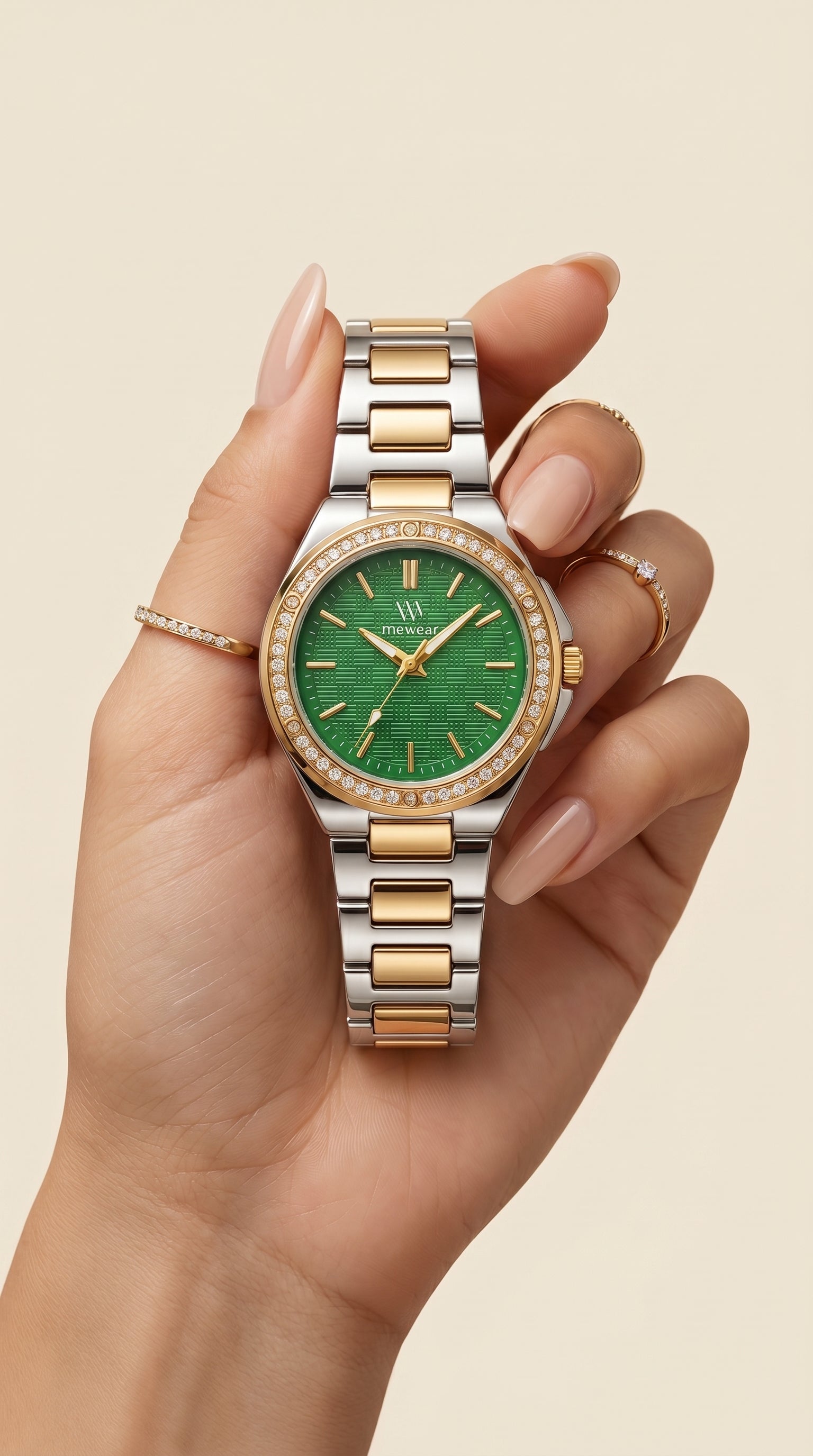 Emerald Luxe Two-Tone Statement Watch