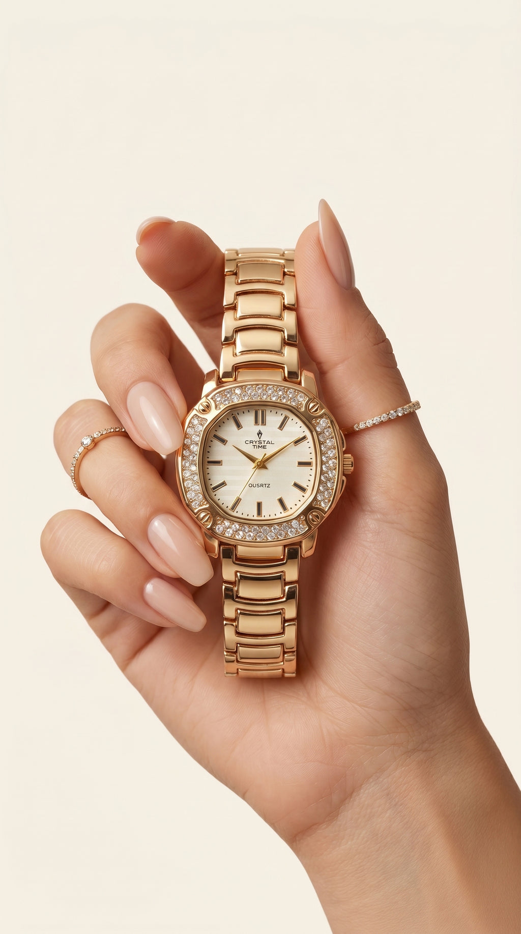Regal Gold Cushion Crystal Watch