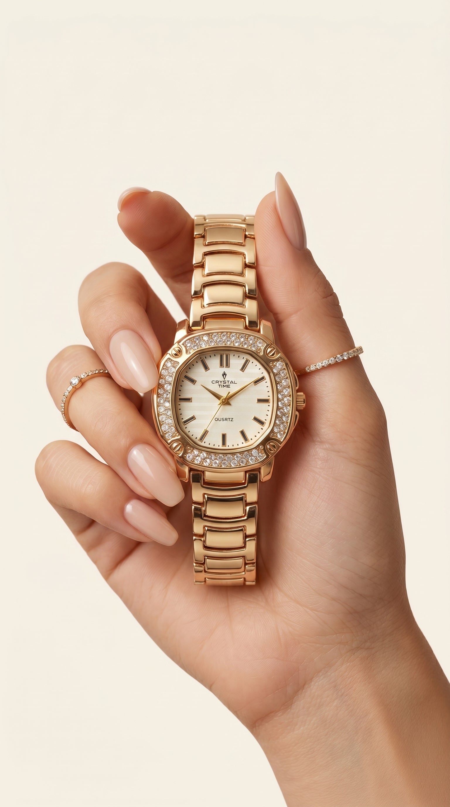 Regal Gold Cushion Crystal Watch