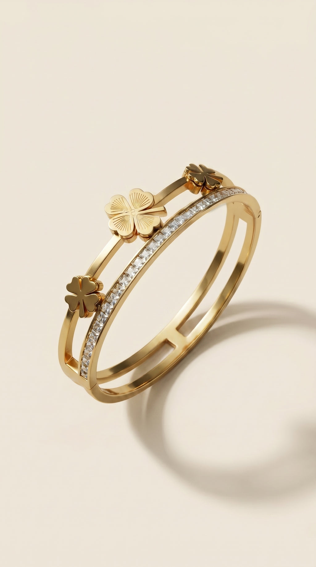 Luxe Gold Clover Triple-Row Bracelet
