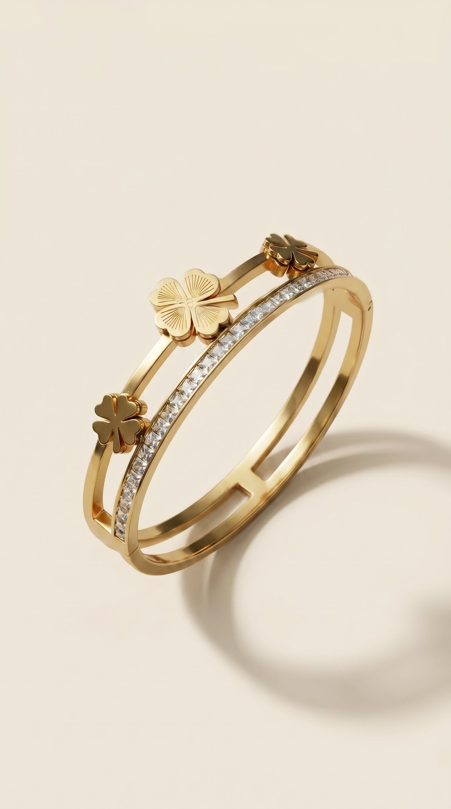 Luxe Gold Clover Triple-Row Bracelet
