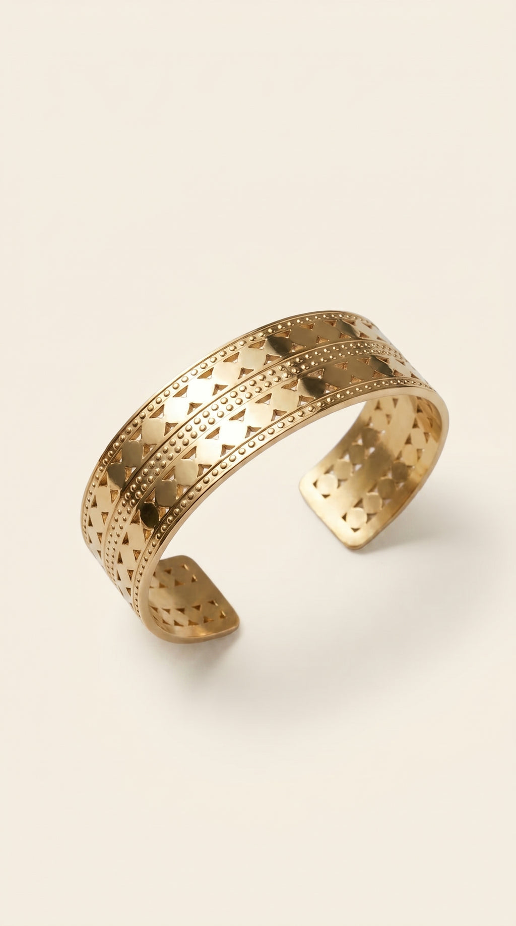 Gold Stainless Steel Wide Cuff Bracelet – Tarnish-Free Bangle