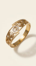 Luxury Spiral Medallion Bangle in Gold Stainless Steel