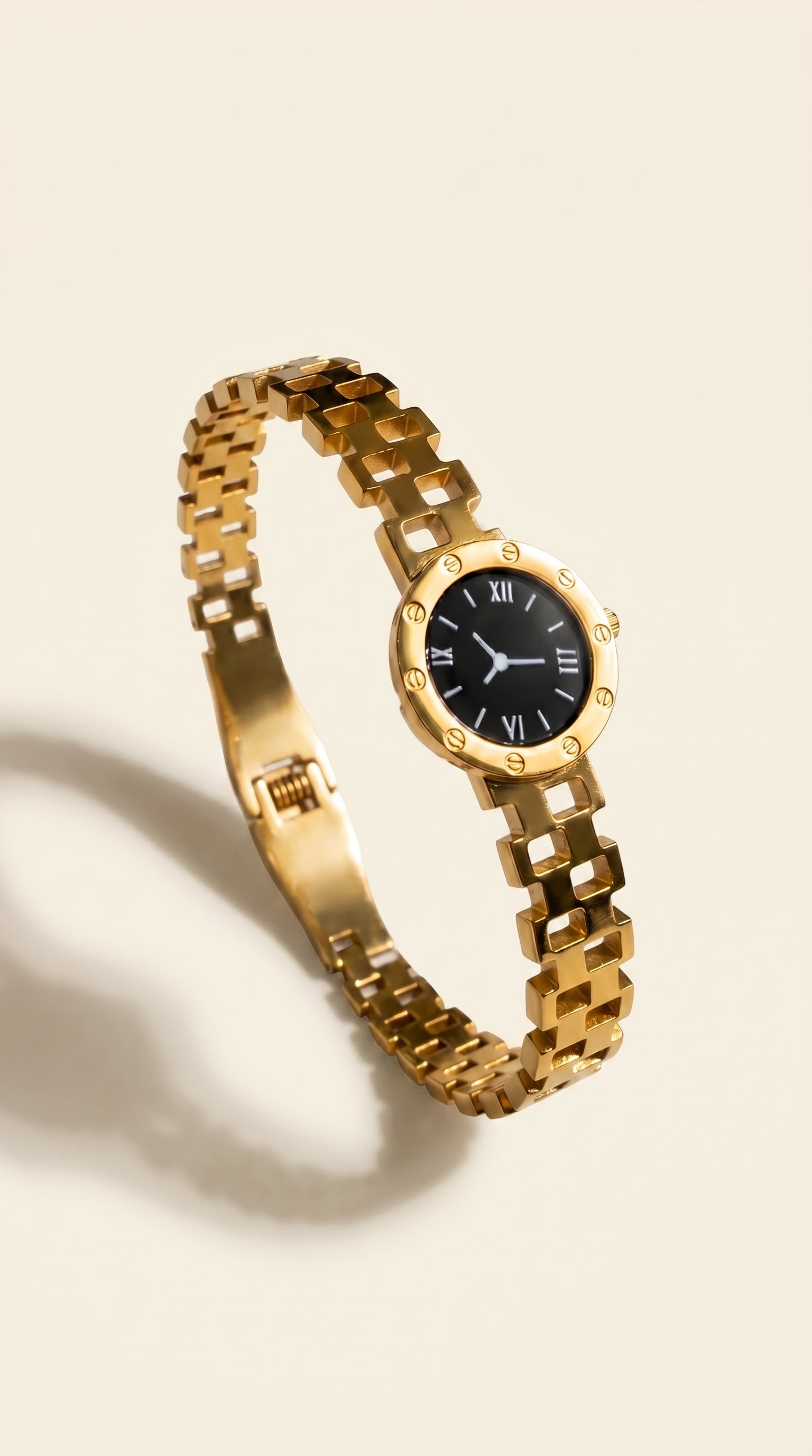 Roman Numeral Stainless Steel Watch-Link Bracelet