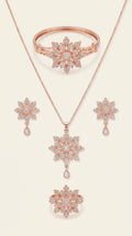 Rose Gold Stainless Steel Floral Snowflake Jewelry Set