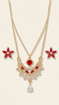 Heart & Flower Stainless Steel Jewelry Duo - Layered Style